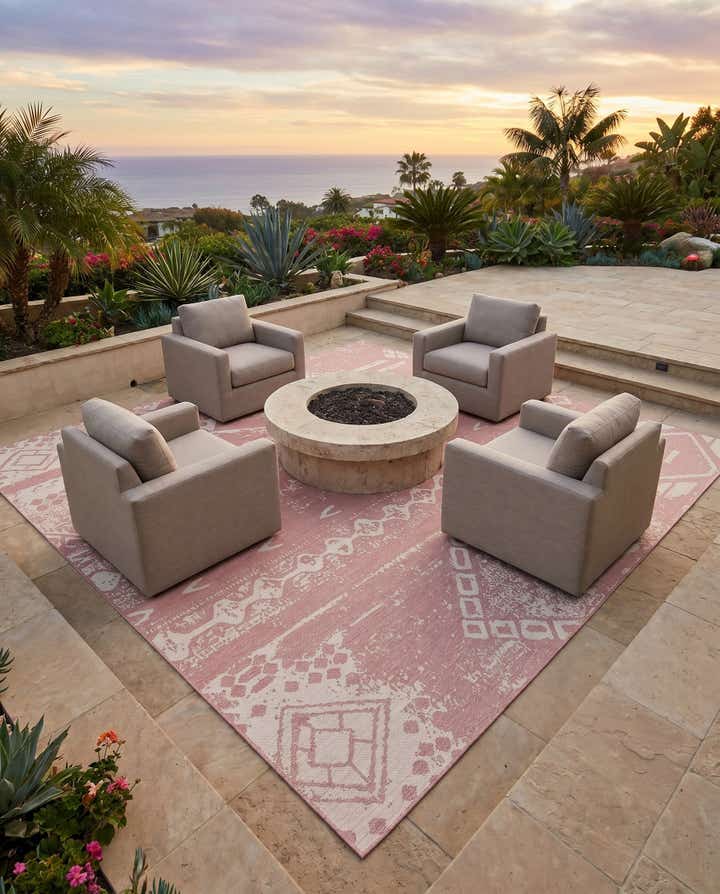 13' x 13' Easy-Clean Bohemian Indoor / Outdoor Square Rug