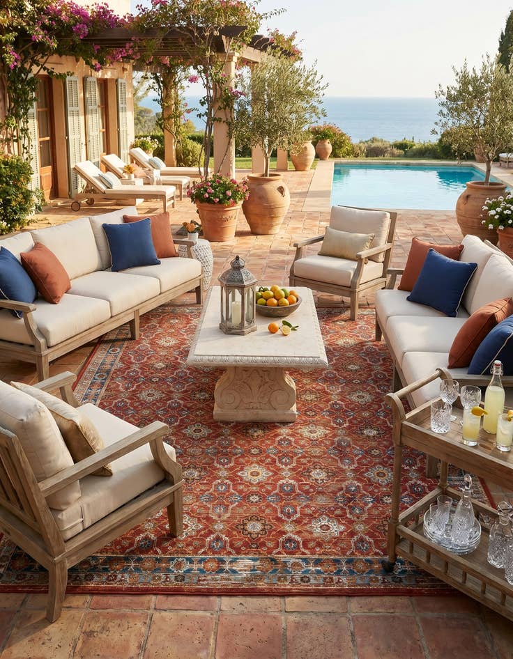 Detail image of 10' x 14' Easy-Clean Traditional Indoor / Outdoor Rug