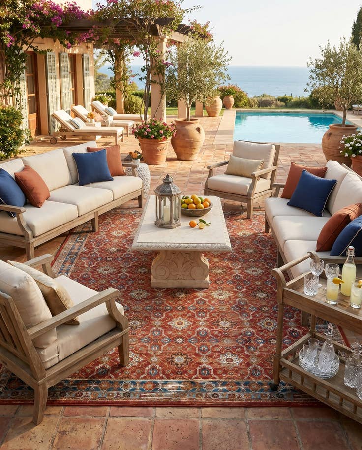 Detail image of 10' x 14' Easy-Clean Traditional Indoor / Outdoor Rug