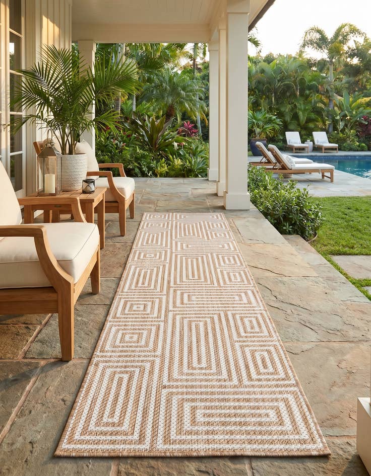 Detail image of 2' x 8' Easy-Clean Modern Indoor / Outdoor Runner Rug