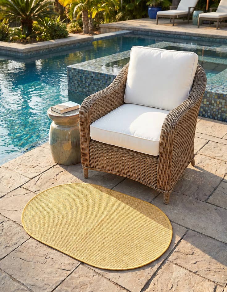 Detail image of 2' x 3' Easy-Clean Solid Indoor / Outdoor Oval Rug
