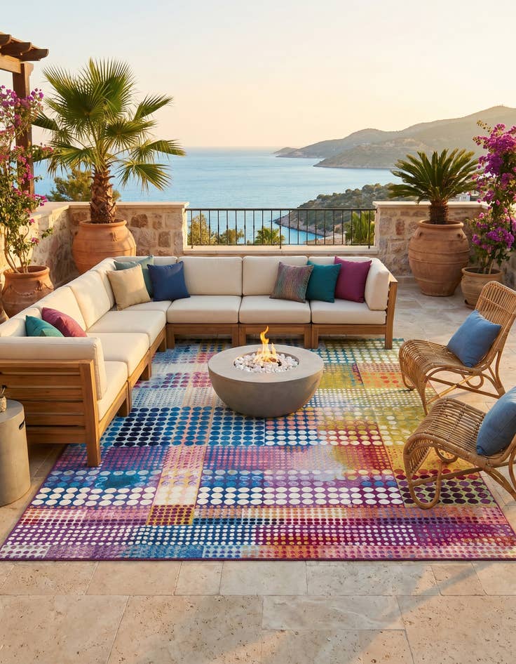 Detail image of 9' x 12' Easy-Clean Modern Indoor / Outdoor Rug