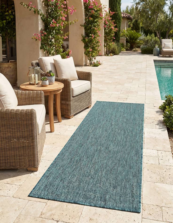 Detail image of 2' x 6' Easy-Clean Solid Indoor / Outdoor Runner Rug