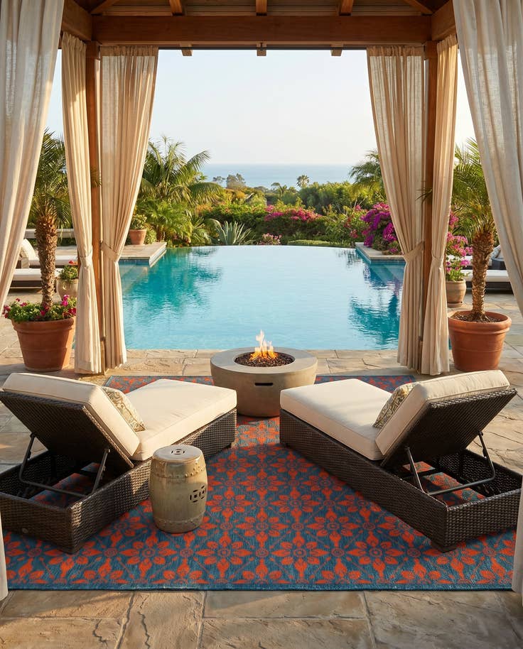 Detail image of 7' 10 x 7' 10 Easy-Clean Lattice Indoor / Outdoor Square Rug