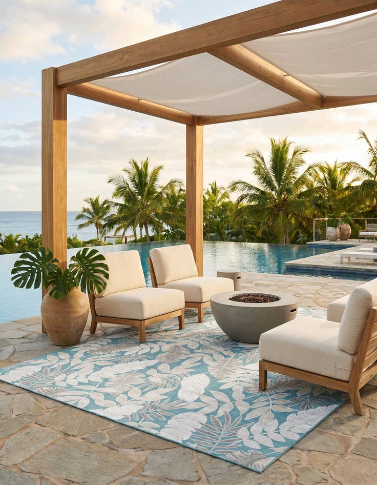 Detail image of 9' 9 x 12' Easy-Clean Botanical Indoor / Outdoor Rug