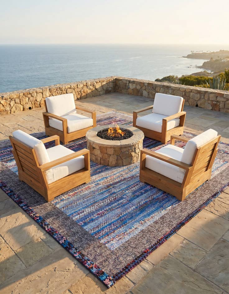 Detail image of 10' x 10' Easy-Clean Modern Indoor / Outdoor Square Rug