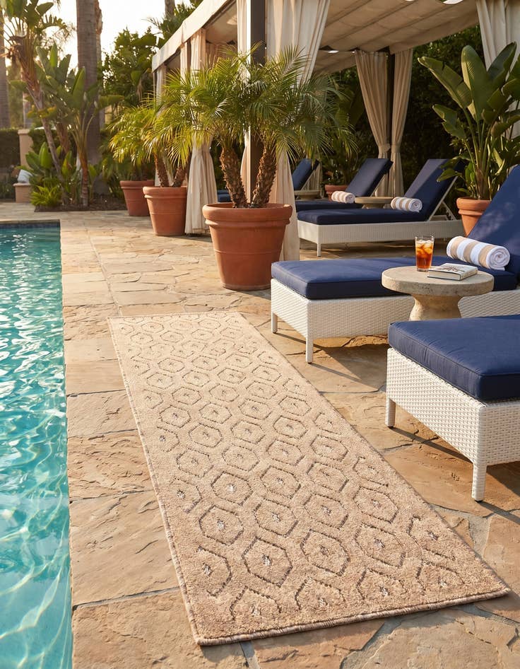 Detail image of 2' x 6' Easy-Clean Trellis Textured Indoor / Outdoor Runner Rug