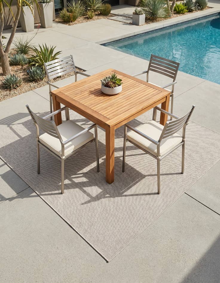 Detail image of 7' 10 x 7' 10 Easy-Clean Solid Indoor / Outdoor Square Rug