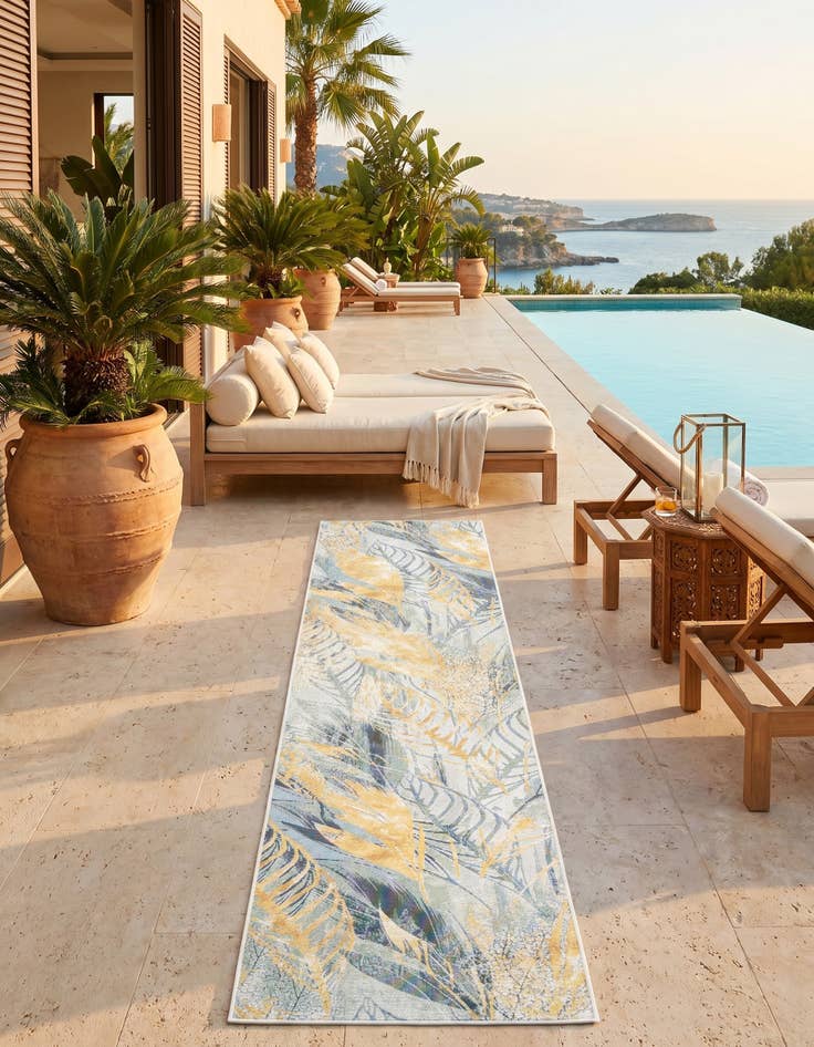 Detail image of 2' 7 x 12' Easy-Clean Botanical Indoor / Outdoor Runner Rug