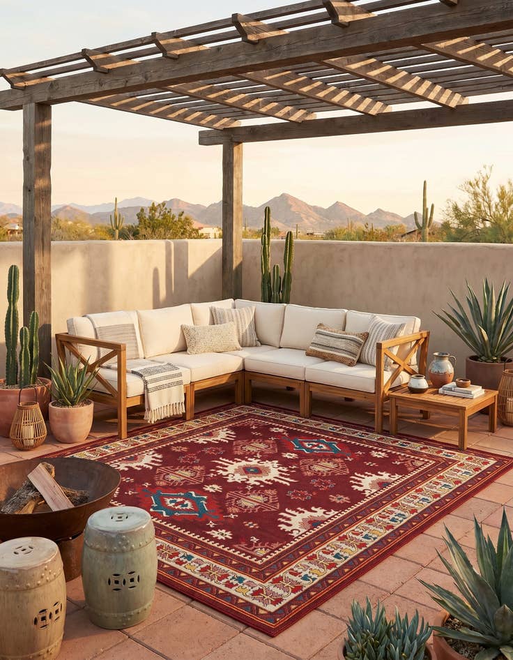 Detail image of 10' x 10' Easy-Clean Baja Indoor / Outdoor Square Rug