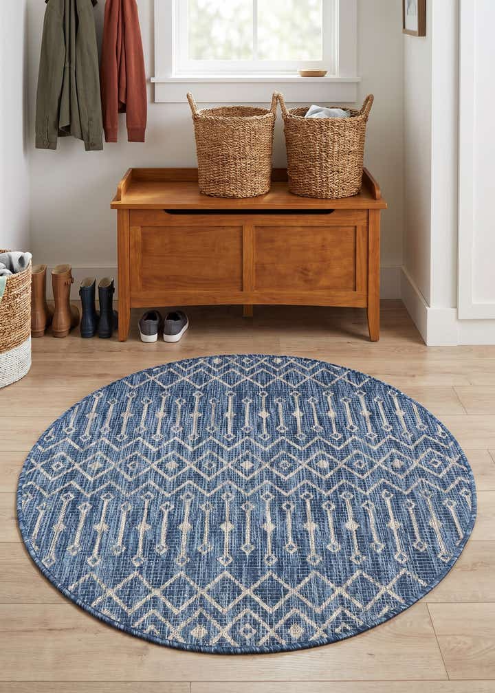 4' x 4' Easy-Clean Trellis Indoor / Outdoor Round Rug