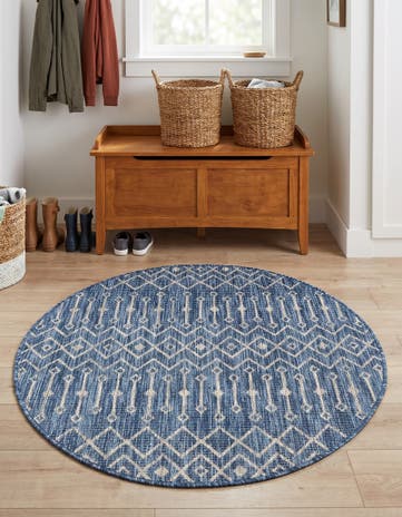4' x 4' Easy-Clean Lattice Indoor / Outdoor Round Rug