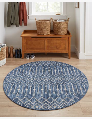 4' x 4' Easy-Clean Lattice Indoor / Outdoor Round Rug