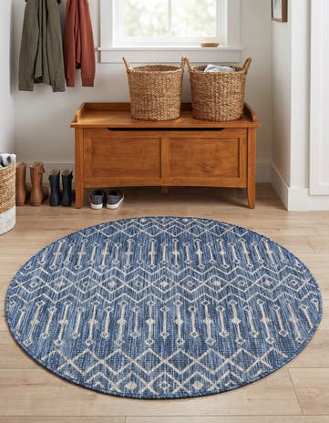 4' x 4' Easy-Clean Lattice Indoor / Outdoor Round Rug