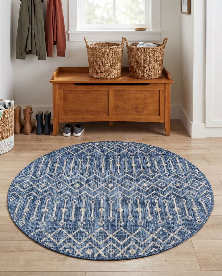 4' x 4' Easy-Clean Trellis Indoor / Outdoor Round Rug