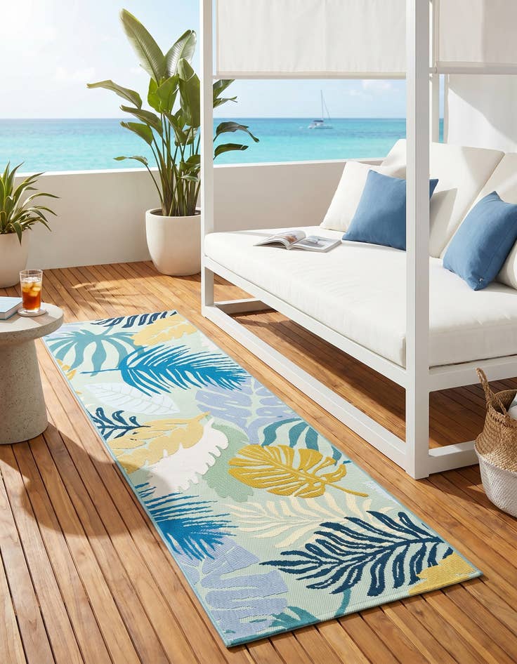 Detail image of 2' x 6' Easy-Clean Botanical Indoor / Outdoor Runner Rug