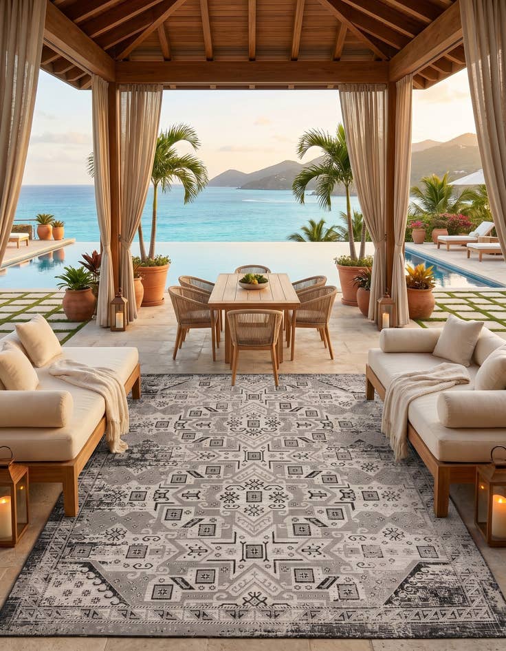 Detail image of 10' x 13' Easy-Clean Aztec Indoor / Outdoor Rug