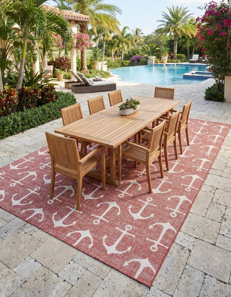 Detail image of 10' x 13' Easy-Clean Coastal Indoor / Outdoor Rug