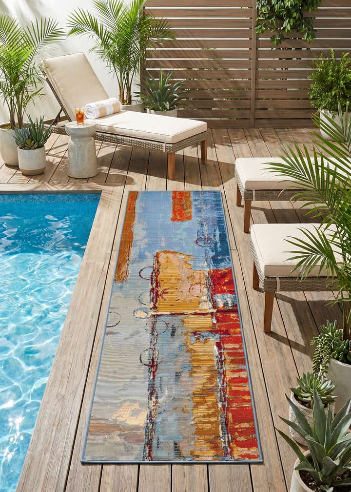 2' x 6' Easy-Clean Modern Indoor / Outdoor Runner Rug