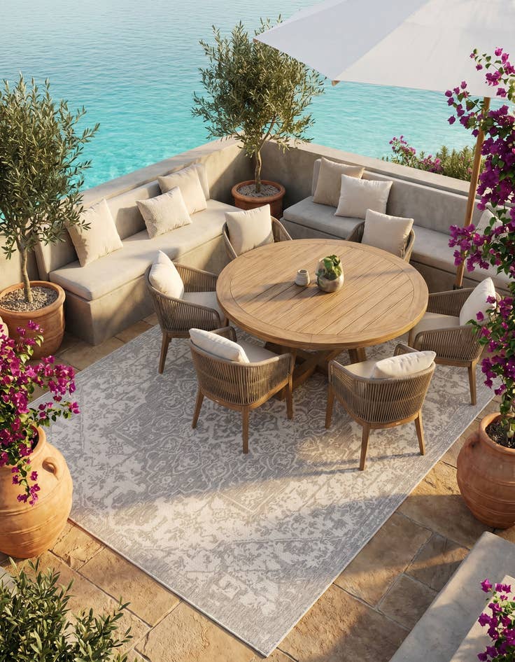 Detail image of 7' 10 x 7' 10 Easy-Clean Jill Zarin Dubai Indoor / Outdoor Square Rug