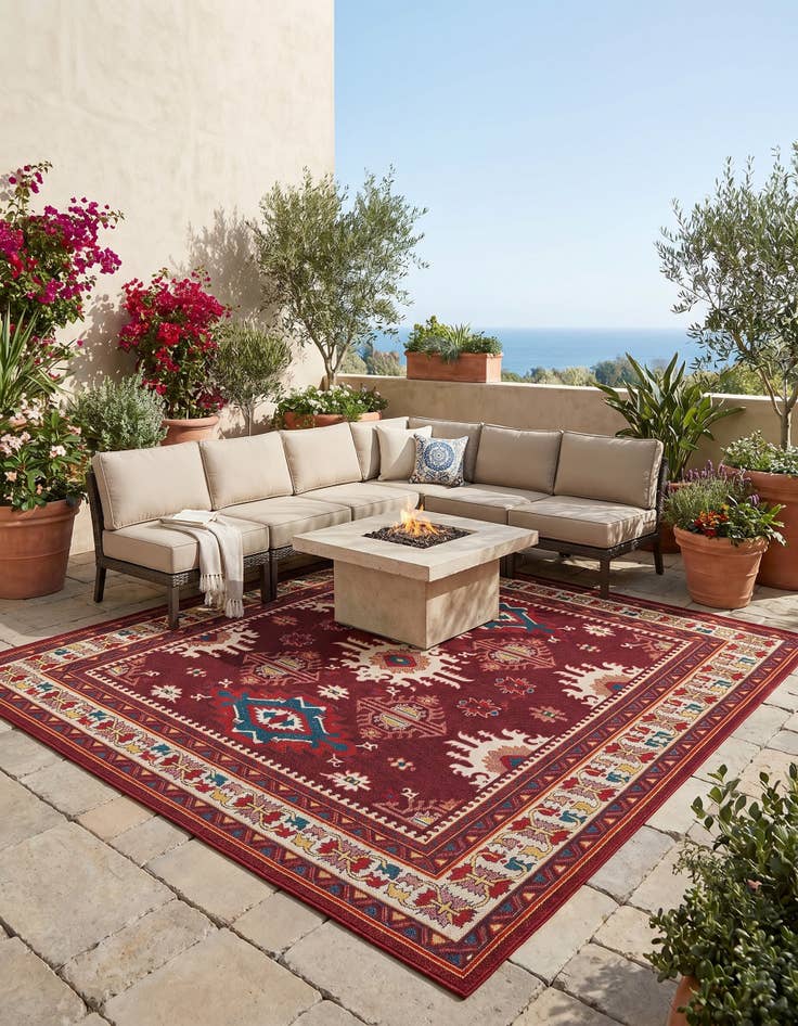 Detail image of 10' x 10' Easy-Clean Baja Indoor / Outdoor Square Rug