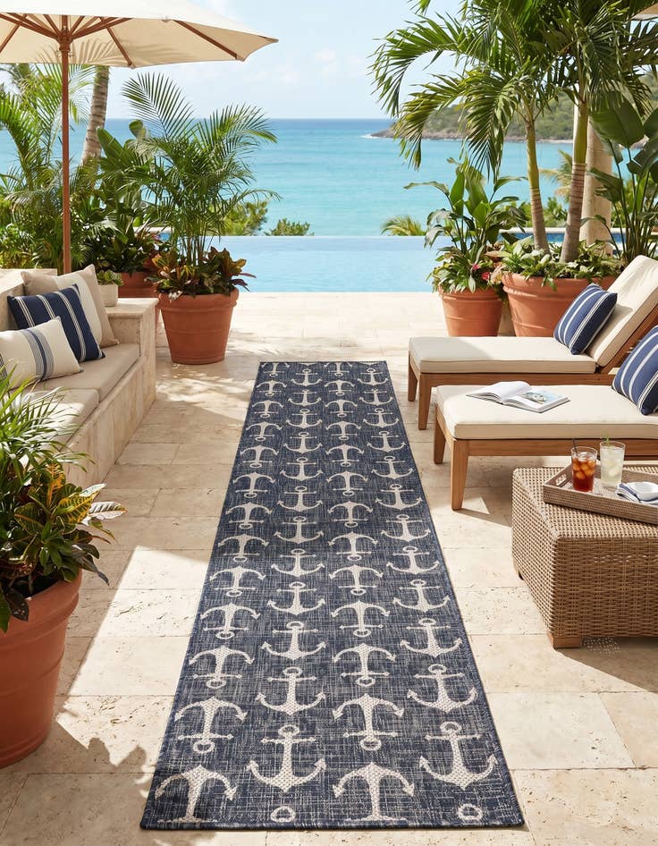Detail image of 2' 7 x 12' Easy-Clean Coastal Indoor / Outdoor Runner Rug