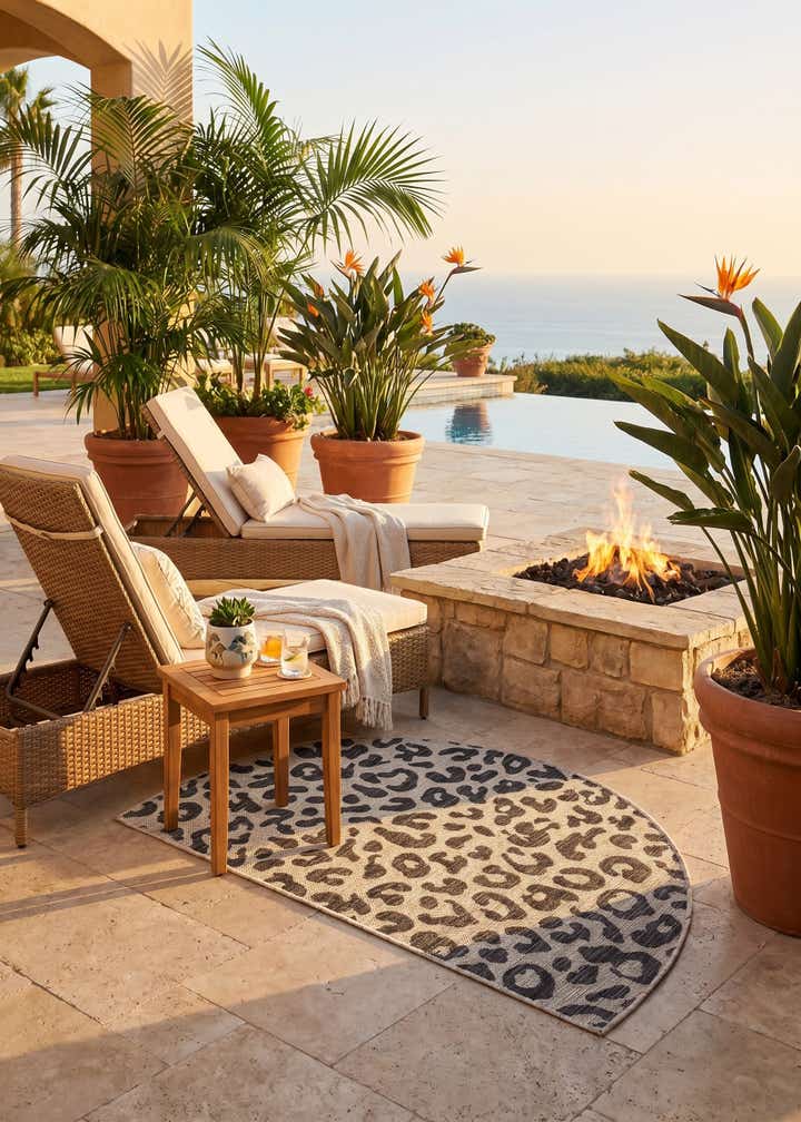 2' 7 x 4' Easy-Clean Safari Indoor / Outdoor Hearth Rug