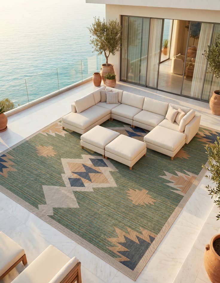Detail image of 12' x 12' Easy-Clean Baja Indoor / Outdoor Square Rug