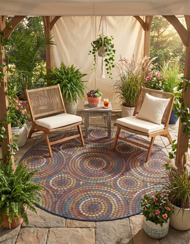 Detail image of 6' 1 x 6' 1 Easy-Clean Baja Indoor / Outdoor Round Rug