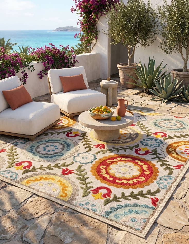 Detail image of 7' 10 x 7' 10 Easy-Clean Casablanca Indoor / Outdoor Square Rug