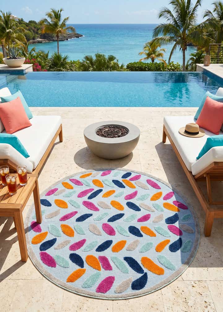 5' 3 x 5' 3 Easy-Clean Aruba Indoor / Outdoor Round Rug