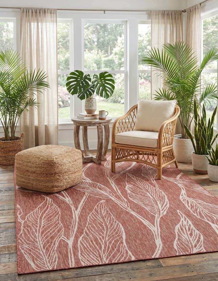 Detail image of 7' 10 x 11' Easy-Clean Botanical Indoor / Outdoor Rug