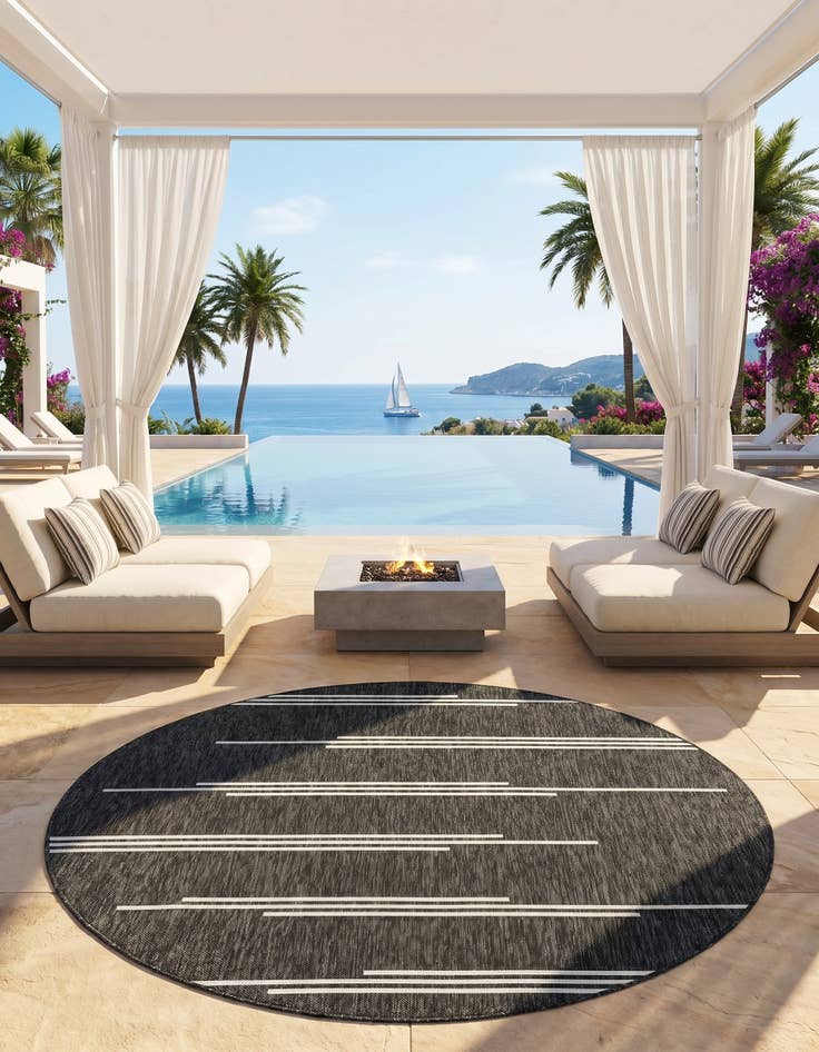 Detail image of 6' x 6' Easy-Clean Modern Indoor / Outdoor Round Rug