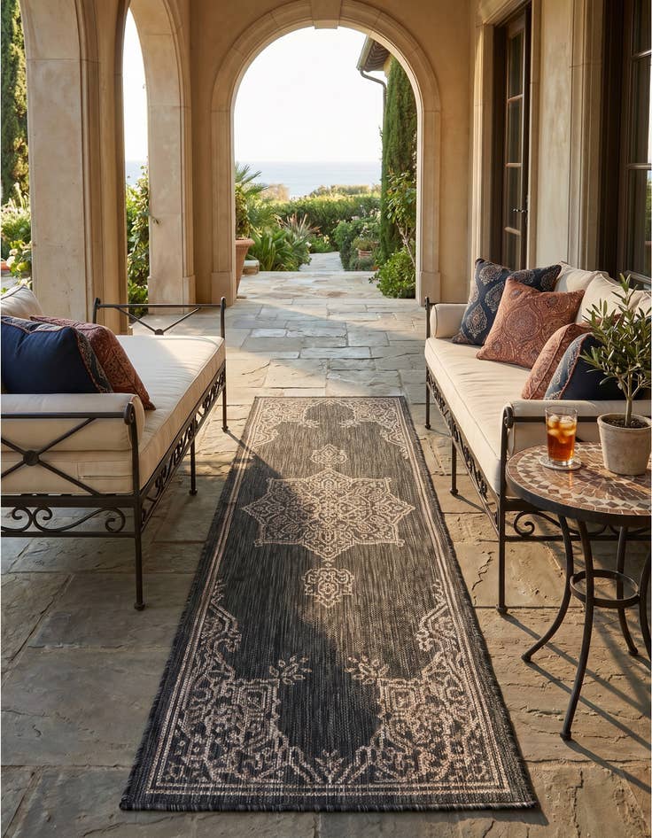 Detail image of 2' x 6' Easy-Clean Traditional Indoor / Outdoor Runner Rug