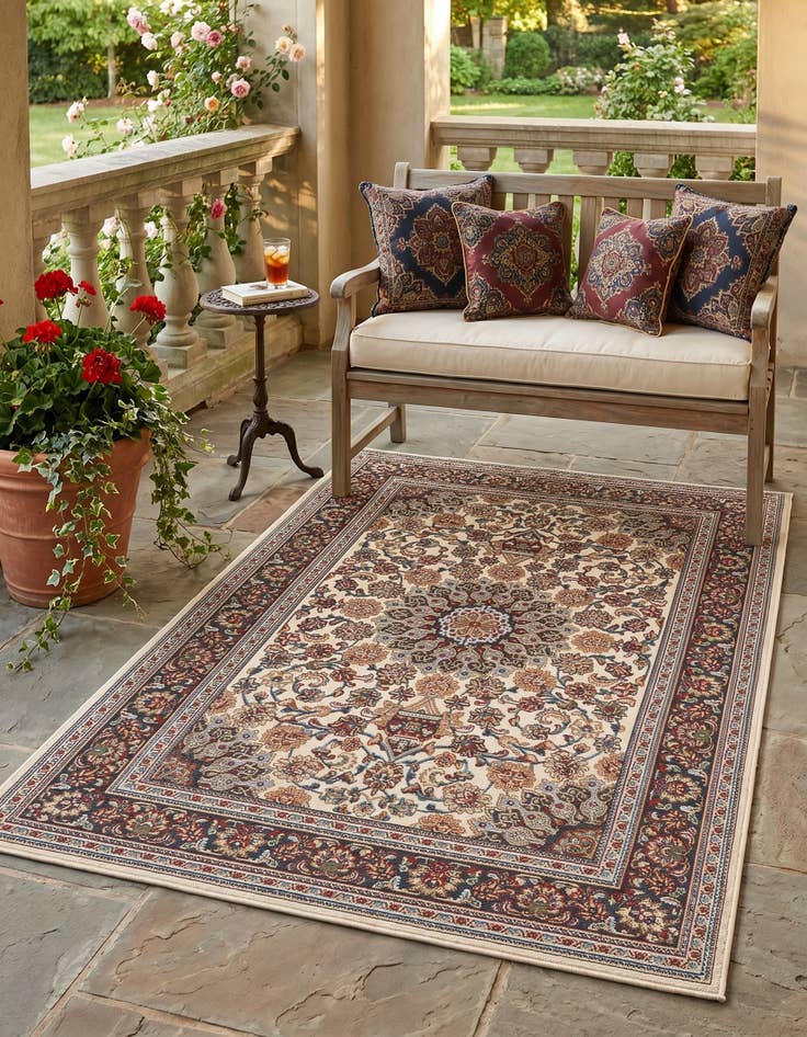 Detail image of 4' 1 x 6' 1 Easy-Clean Traditional Indoor / Outdoor Rug