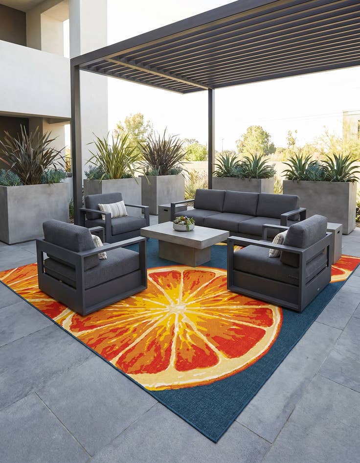 Detail image of 10' x 10' Easy-Clean Modern Indoor / Outdoor Square Rug