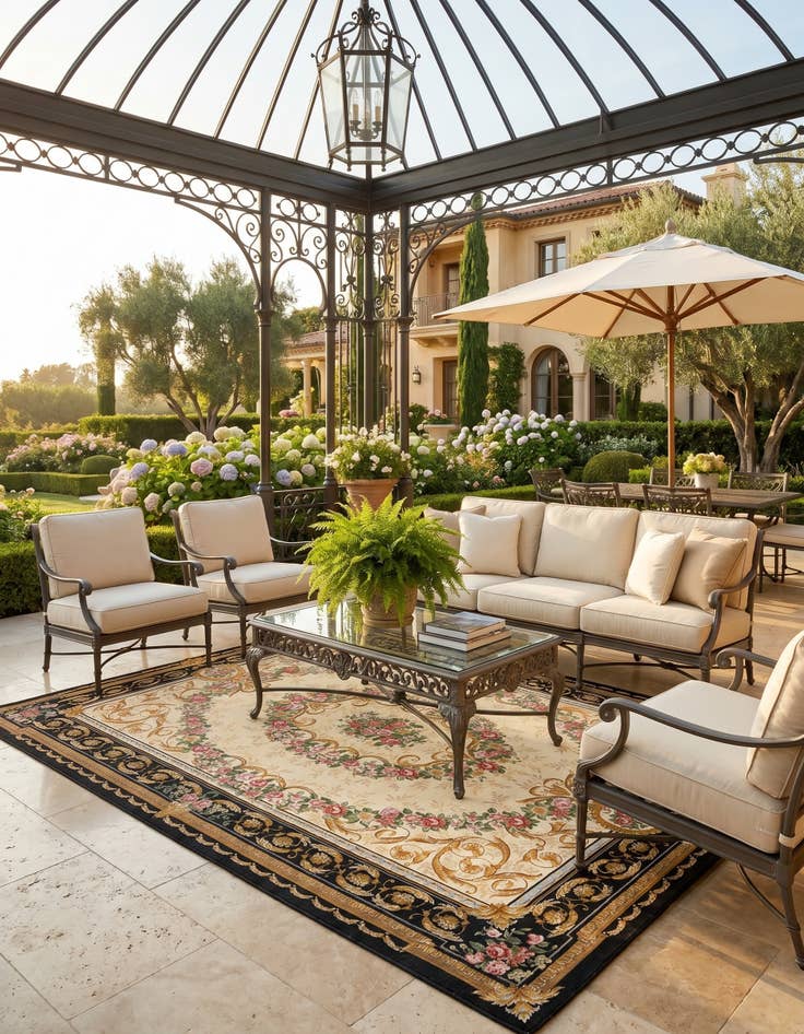 Detail image of 9' x 12' Easy-Clean Traditional Indoor / Outdoor Rug