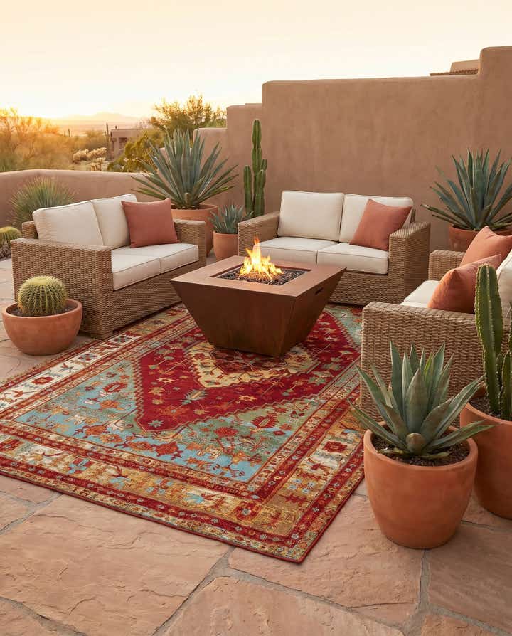 5' 3 x 8' Easy-Clean Traditional Indoor / Outdoor Rug
