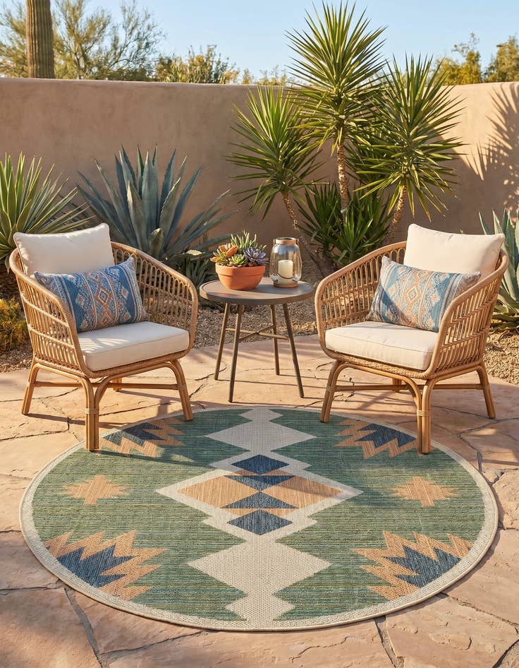 Detail image of 6' x 6' Easy-Clean Baja Indoor / Outdoor Round Rug