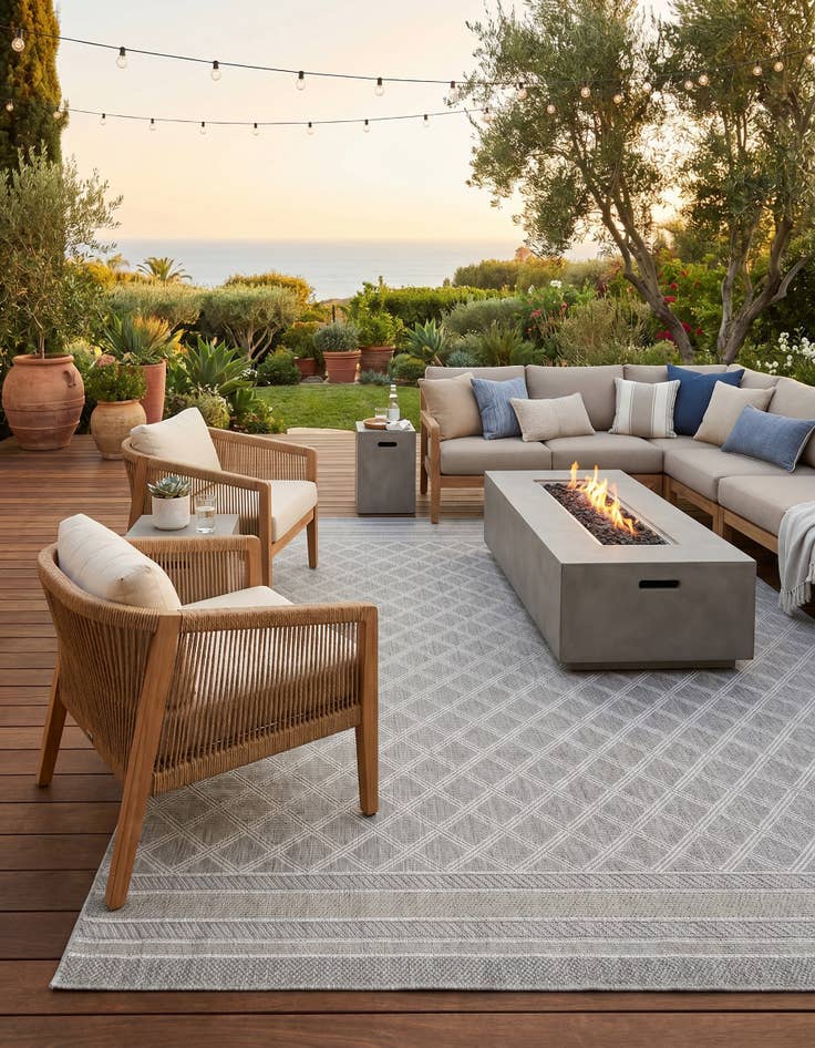 Detail image of 7' 1 x 10' Easy-Clean Lattice Indoor / Outdoor Rug