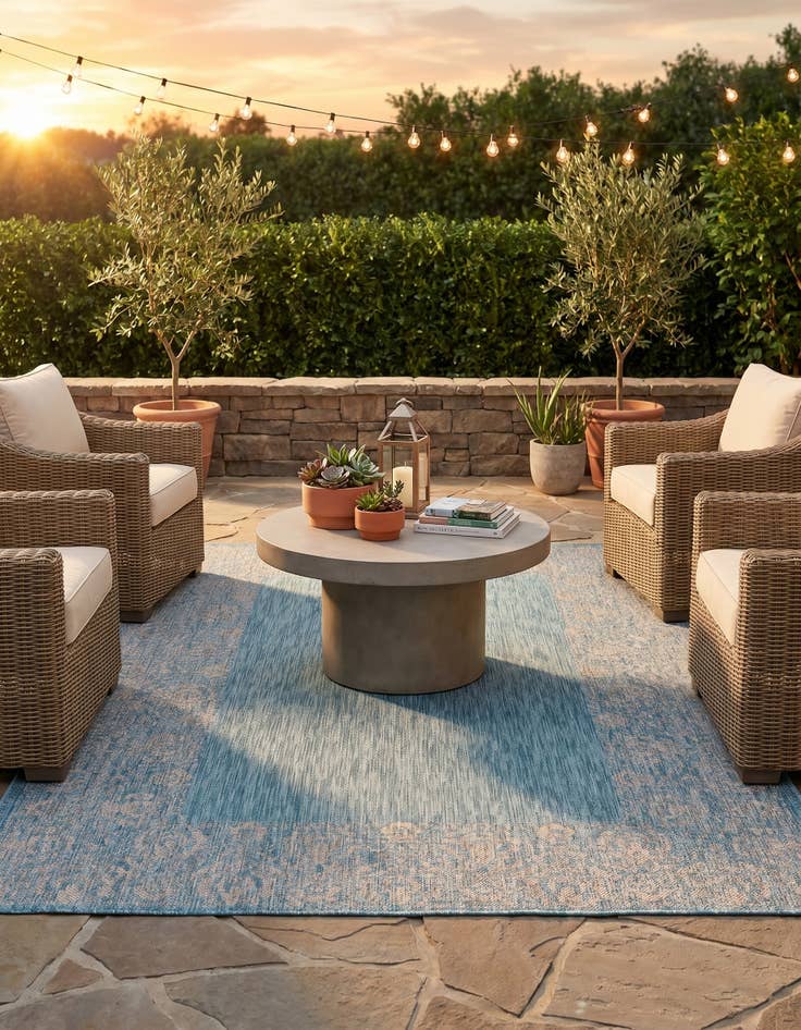 Detail image of 5' 3 x 8' Easy-Clean Border Indoor / Outdoor Rug