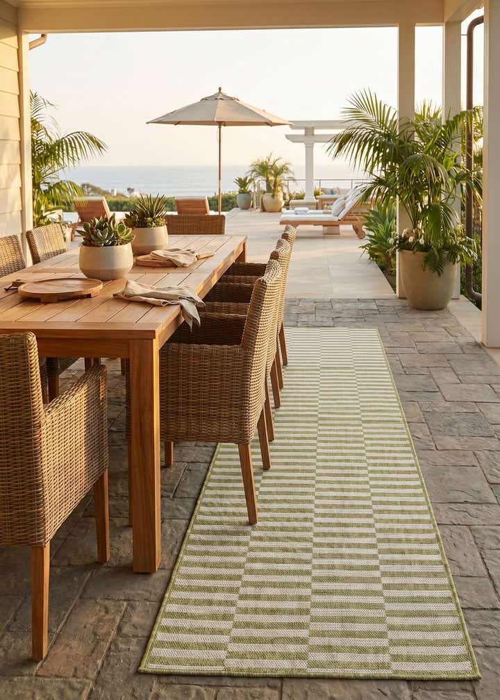 2' 7 x 10' Easy-Clean Striped Indoor / Outdoor Runner Rug