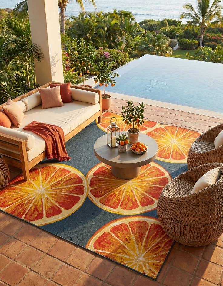 Detail image of 7' 10 x 10' Easy-Clean Modern Indoor / Outdoor Rug