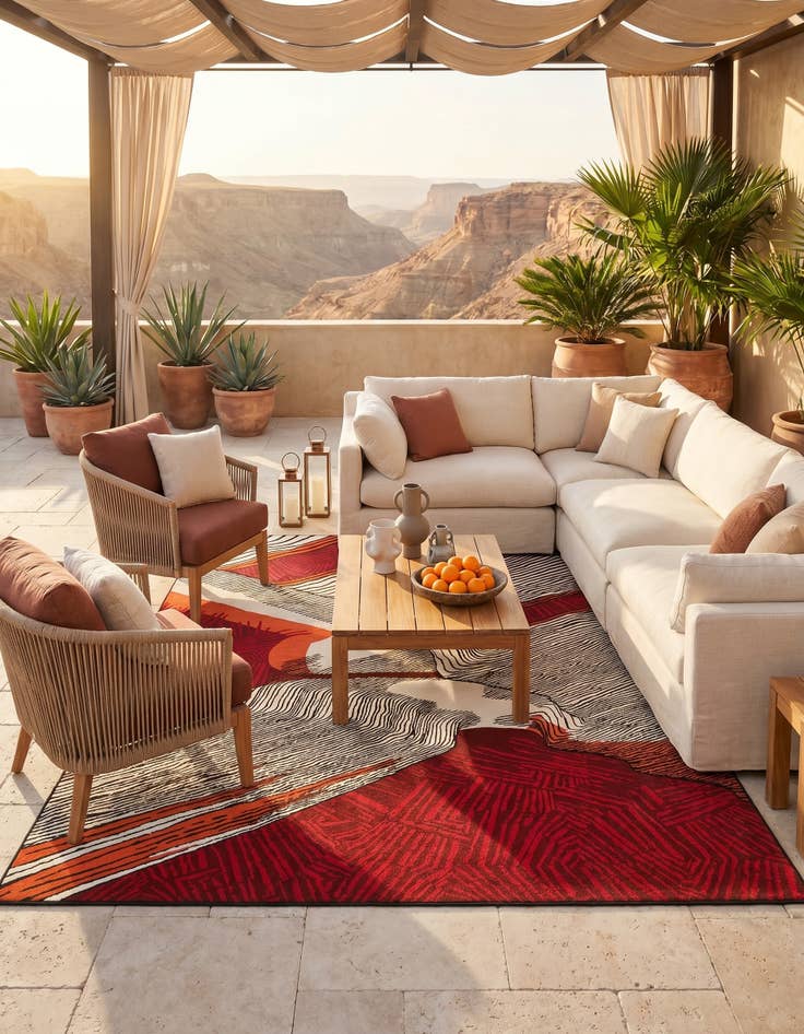 Detail image of 9' x 12' Easy-Clean Modern Indoor / Outdoor Rug