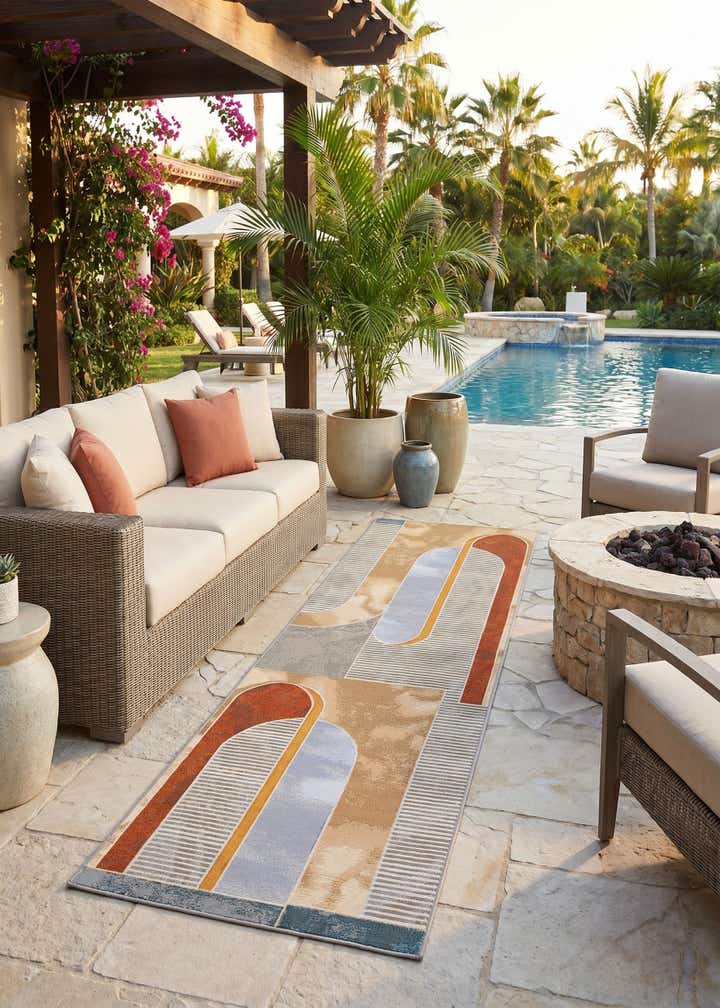 2' 7 x 10' Easy-Clean Modern Indoor / Outdoor Runner Rug