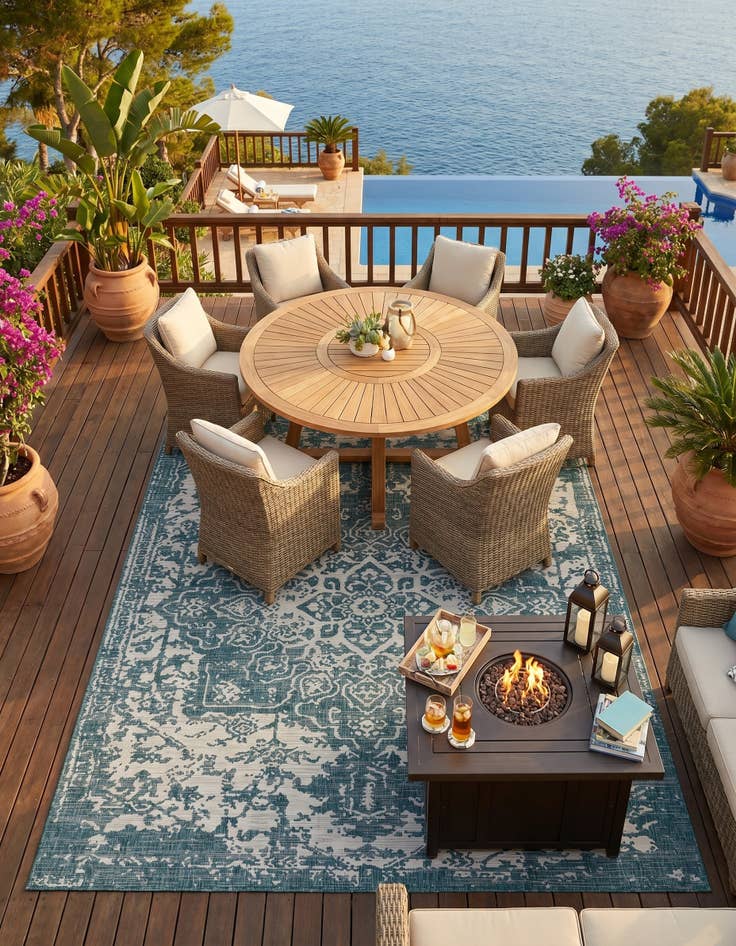 Detail image of 7' 10 x 10' Easy-Clean Jill Zarin Dubai Indoor / Outdoor Rug