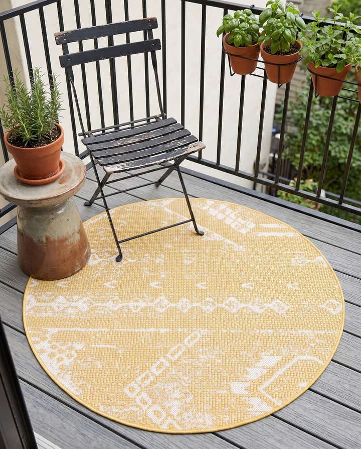 3' x 3' Easy-Clean Bohemian Indoor / Outdoor Round Rug