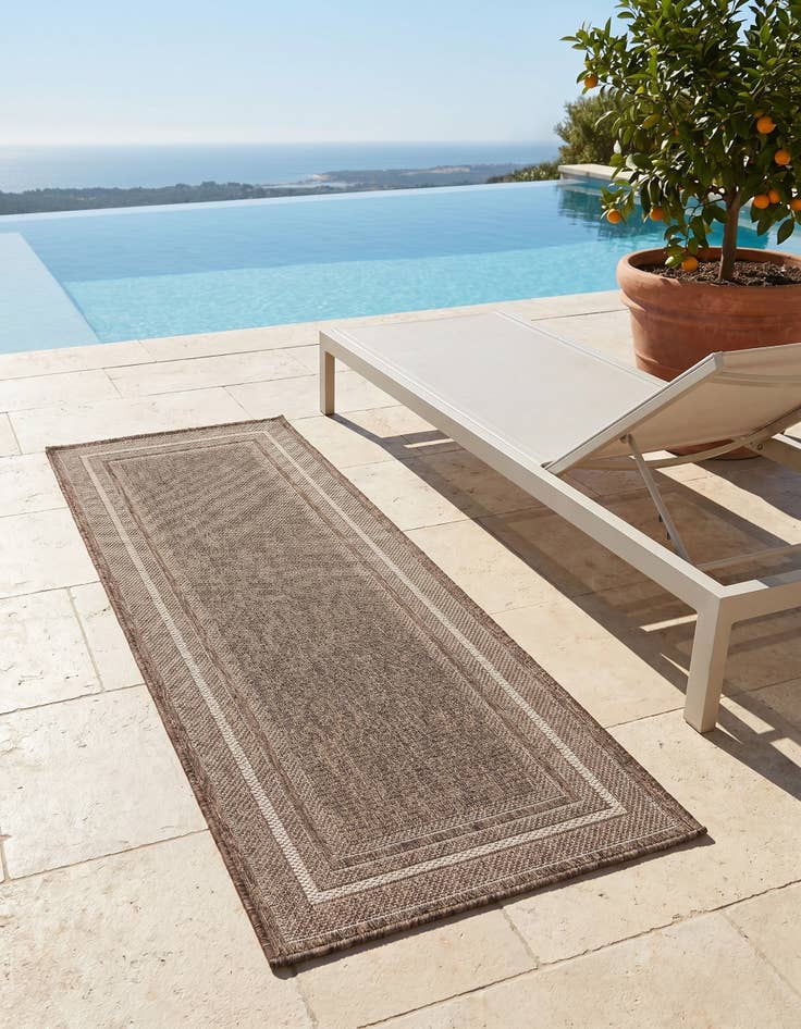 Detail image of 2' x 5' Easy-Clean Border Indoor / Outdoor Runner Rug