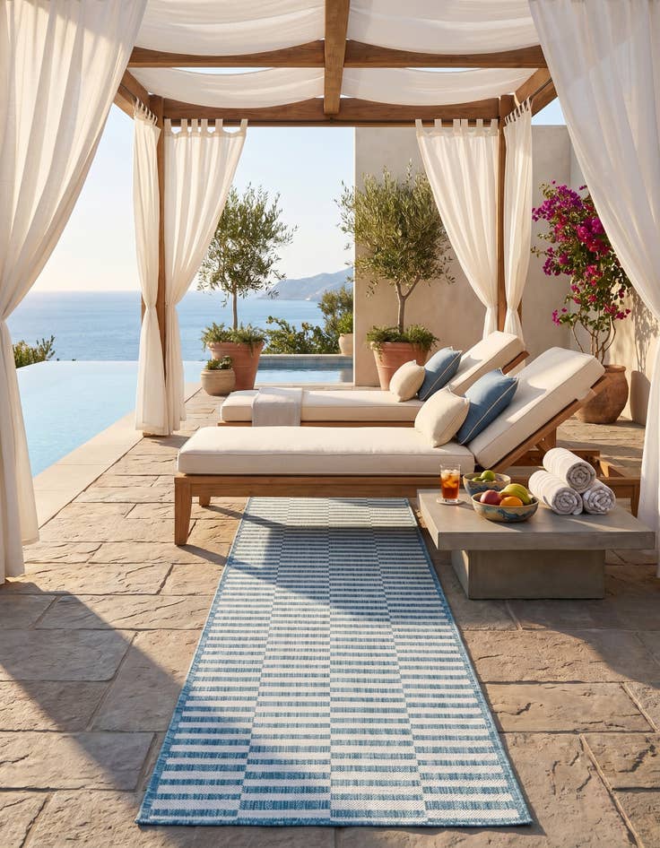 Detail image of 2' x 6' Easy-Clean Striped Indoor / Outdoor Runner Rug