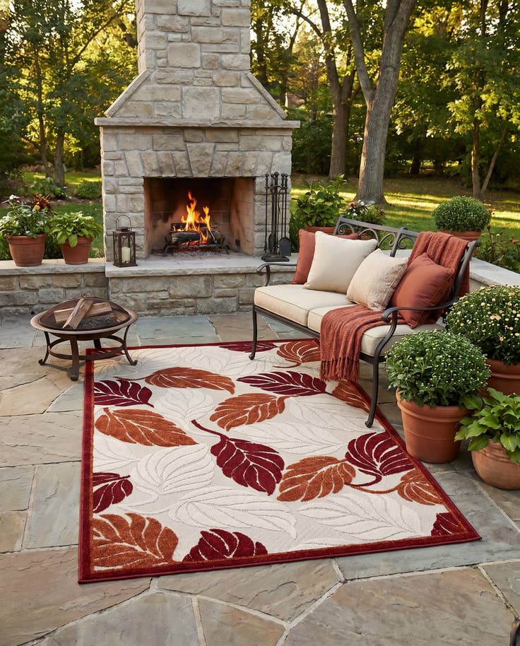 Detail image of 4' x 6' Easy-Clean Botanical Indoor / Outdoor Rug